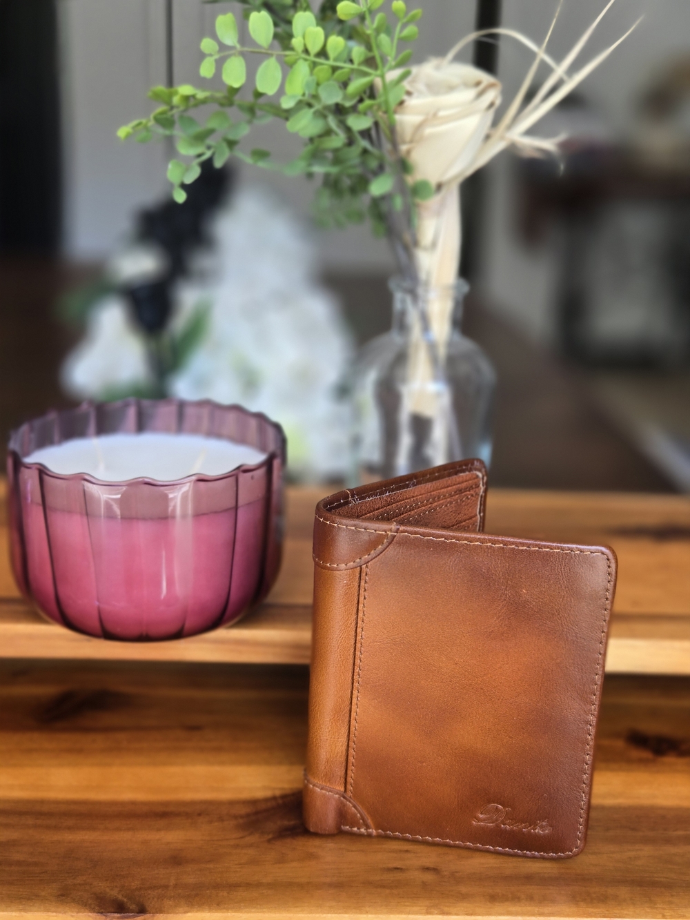 NEW ​Dante Men’s Genuine Leather Bifold Wallet – Cognac Brown